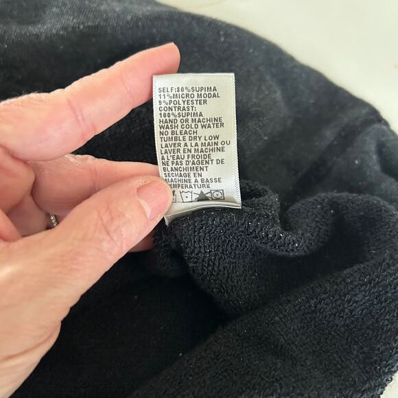 James Perse Standard Shirt Mens 3 Black Heather Raglan LS Supima Cotton - Picture 7 of 10